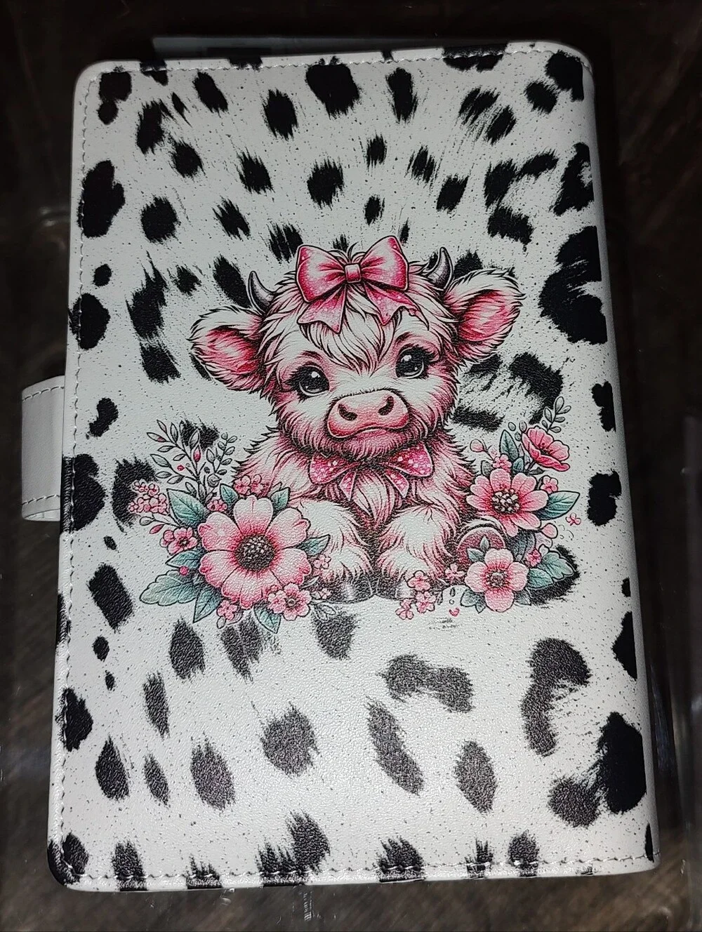 Cute Pink Cow A6 Binder Notebook Matching Paper 100 Sheets